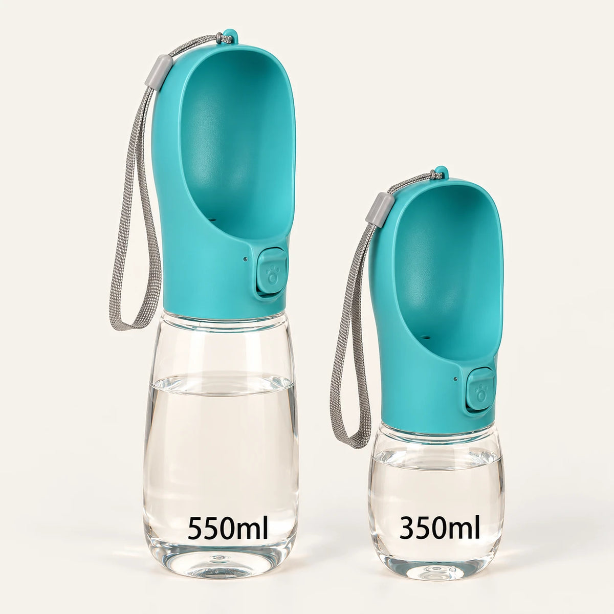 Portable Dog Water Bottle in Turquoise, 550 ml and 350 ml