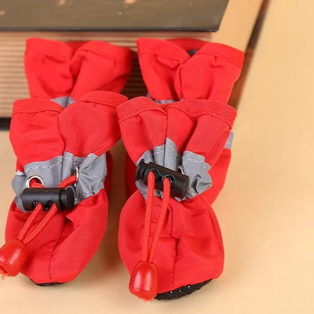 Water-Resistant Dog Boots (Set of 4) in Red