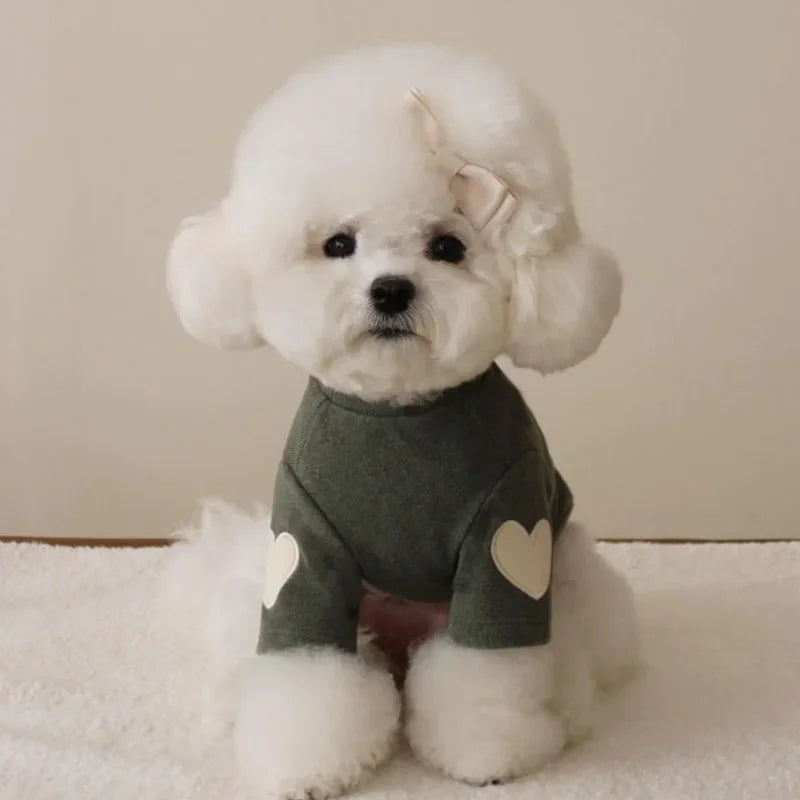 Heart Patch Dog Sweatshirt in Dark Green