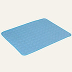 Blue ice-silk dog cooling mat with its original quilted pattern