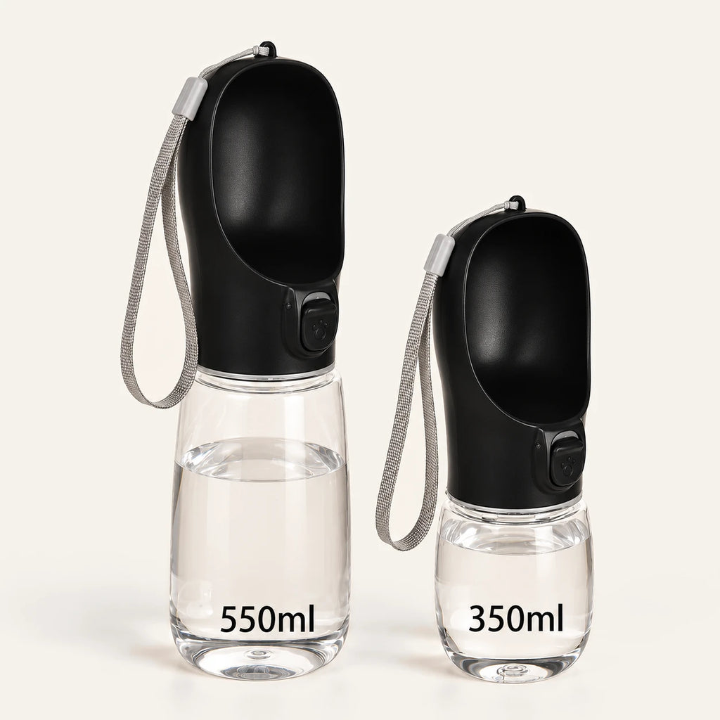 Portable Dog Water Bottle in Black, 550 ml and 350 ml