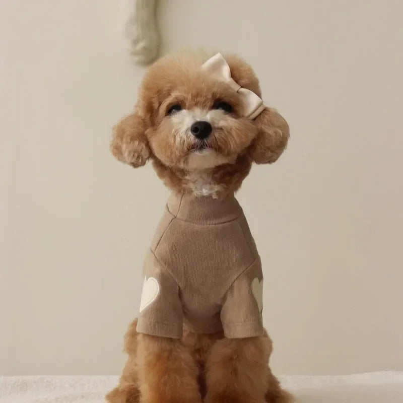 Heart Patch Dog Sweatshirt in Taupe