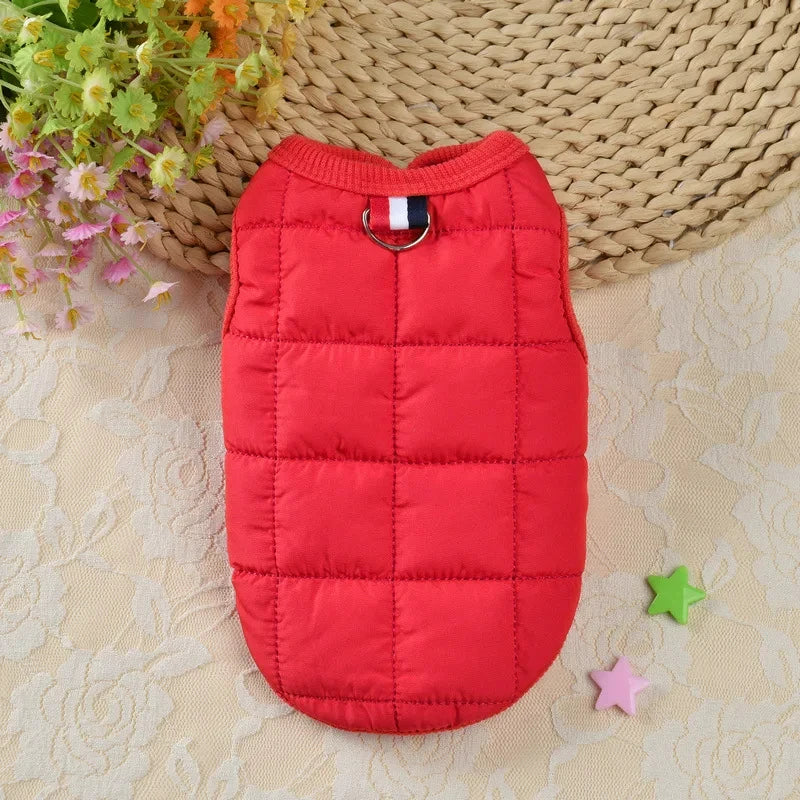 Quilted Puffer Dog Vest in Red