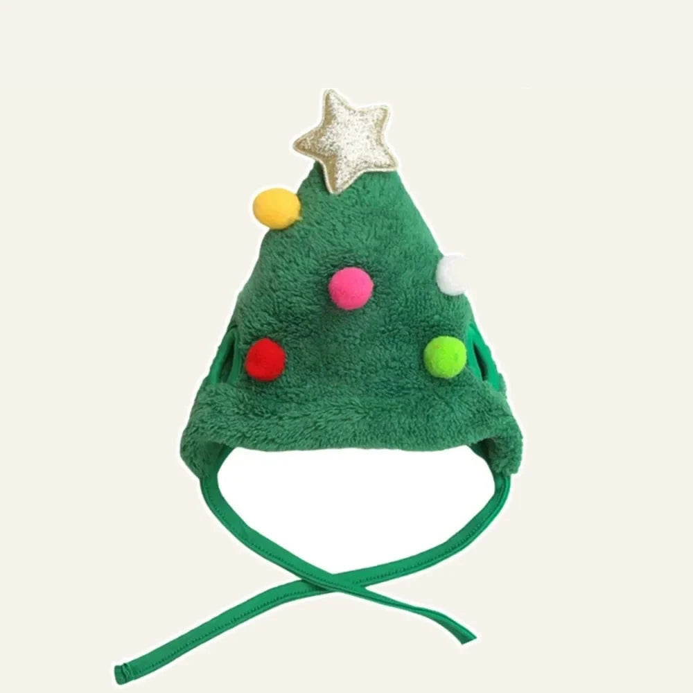 Green Christmas tree dog hat, size S