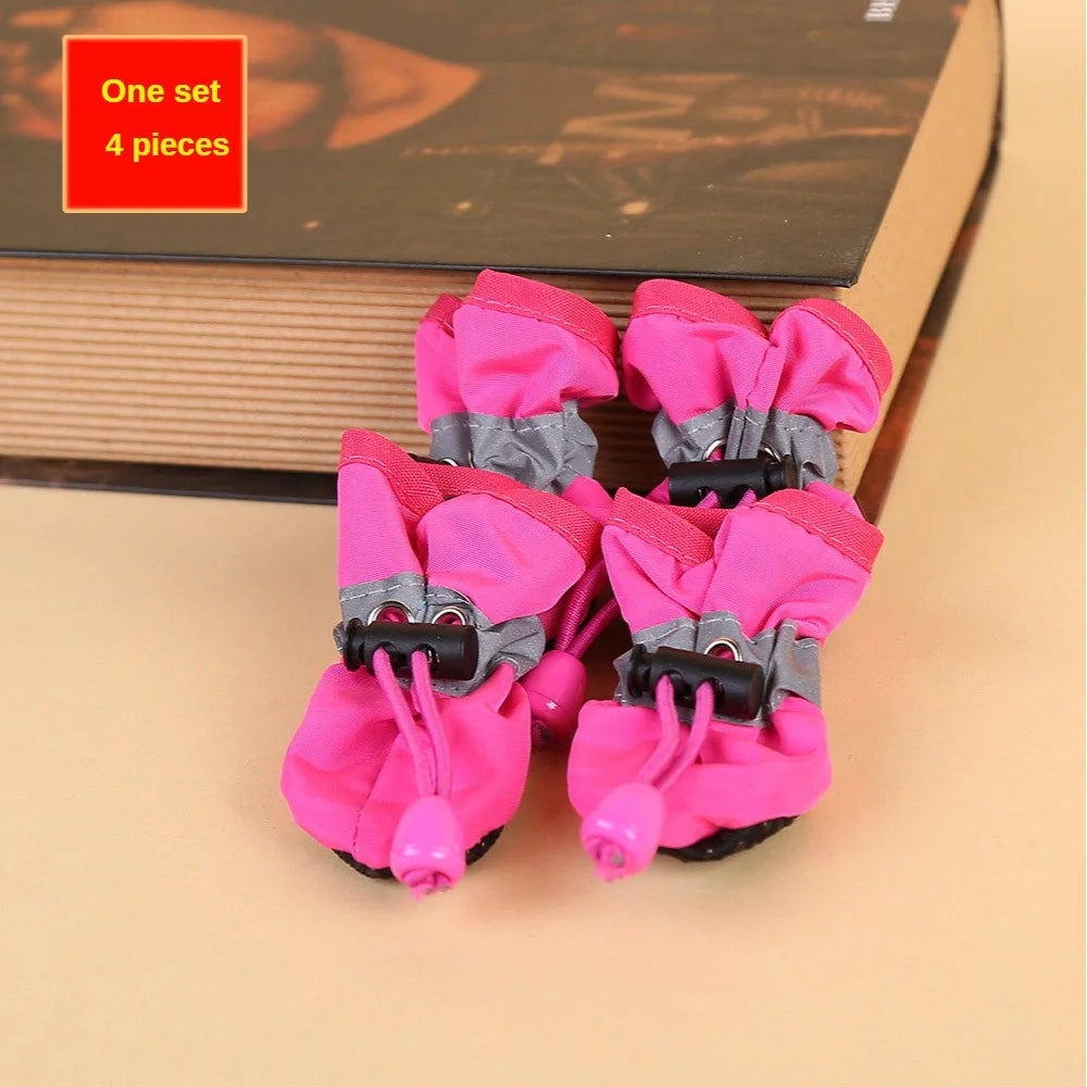 Water-Resistant Dog Boots (Set of 4) in Pink