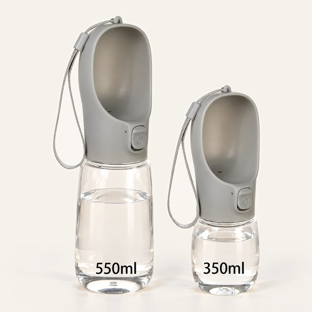 Portable Dog Water Bottle in Grey, 550 ml and 350 ml