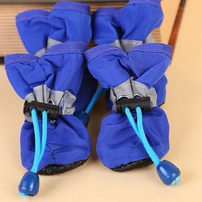 Water-Resistant Dog Boots (Set of 4) in Blue