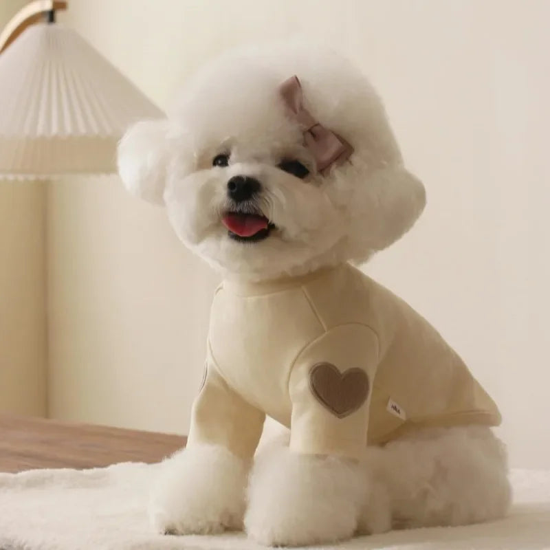Heart Patch Dog Sweatshirt in Cream