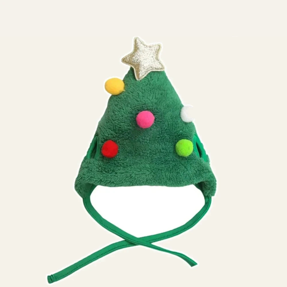 Green Christmas tree dog hat, size L