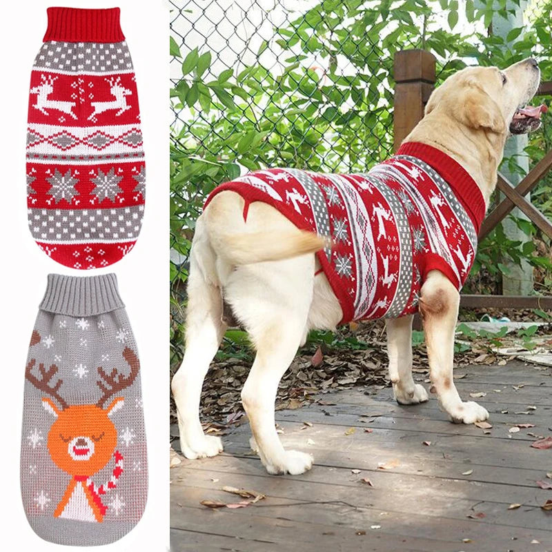 Reindeer Christmas Sweater for Medium & Large Dogs