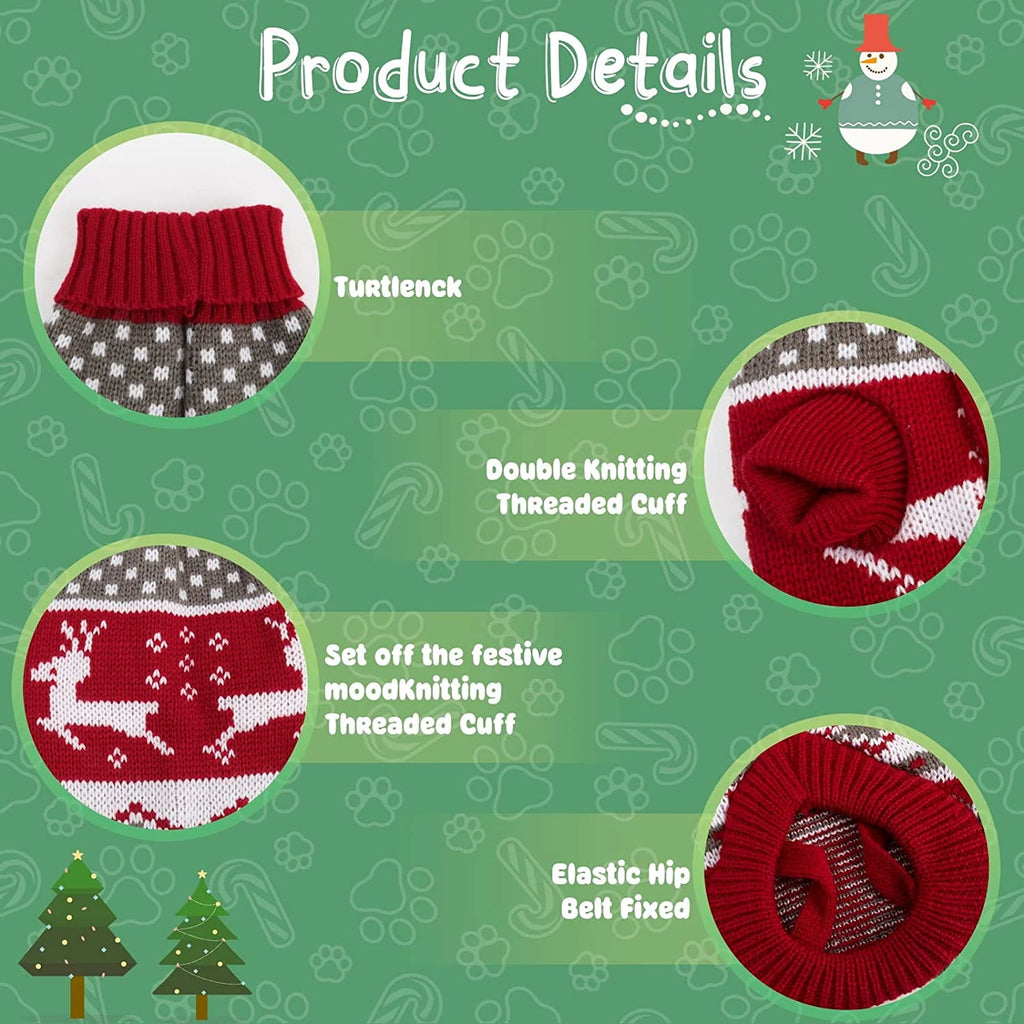 Reindeer Christmas Sweater for Medium & Large Dogs