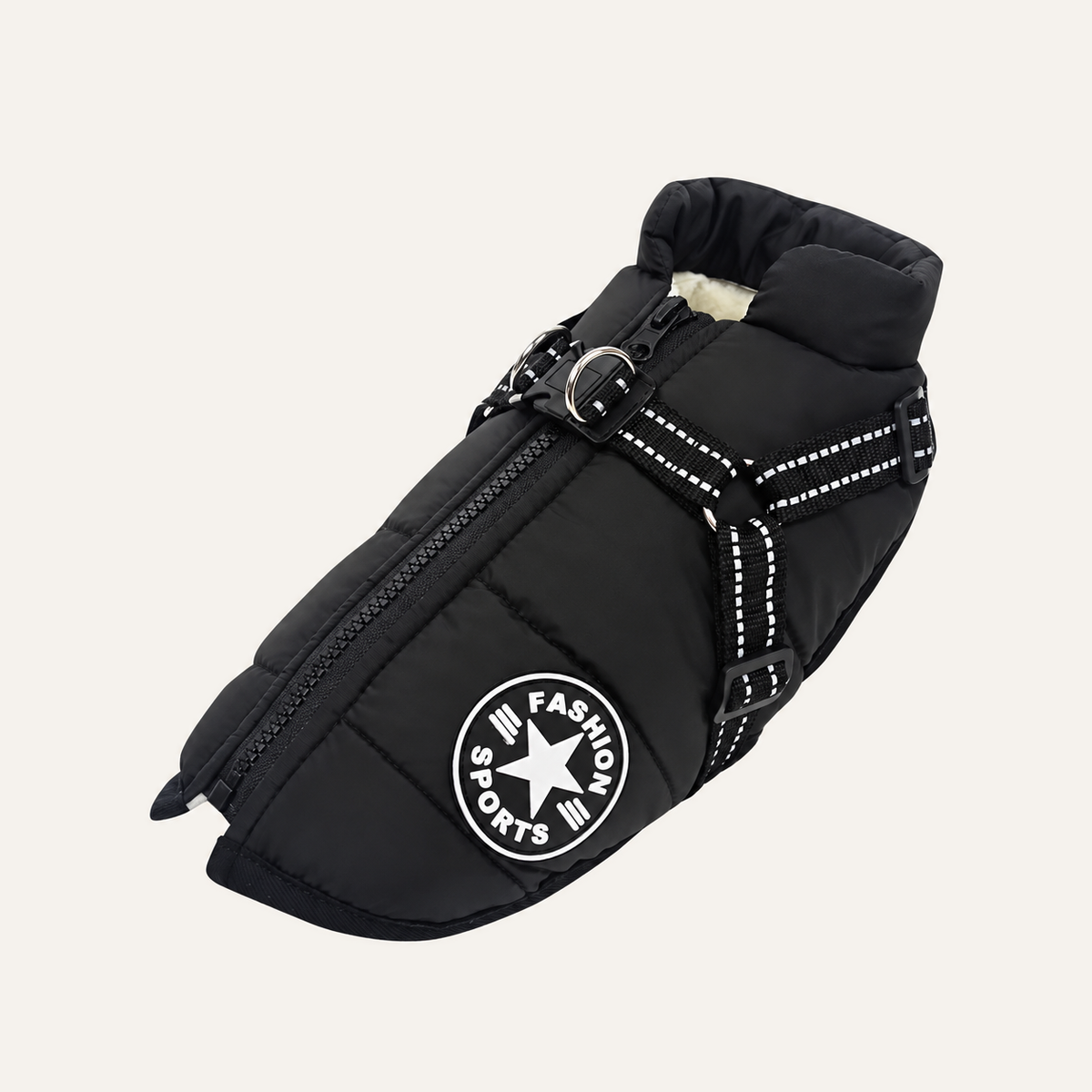 All-Weather Dog Jacket with Built-In Harness in Black