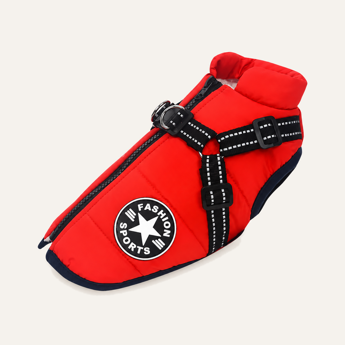 All-Weather Dog Jacket with Built-In Harness in Red