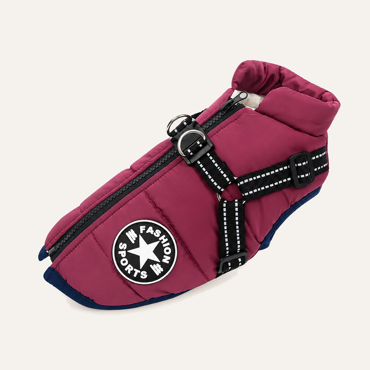 All-Weather Dog Jacket with Built-In Harness in Burgundy
