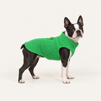 Fleece Dog Vest with D-Ring worn by a dog on a warm neutral studio background