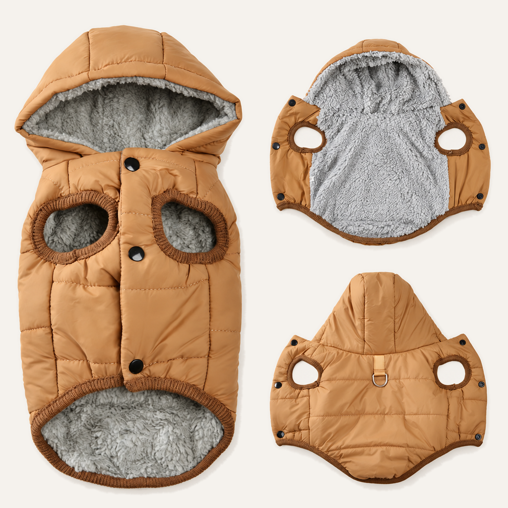 Hooded Fleece-Lined Dog Parka – front view