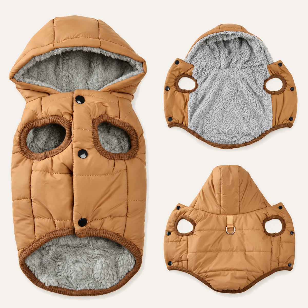 Hooded Fleece-Lined Dog Parka – front view