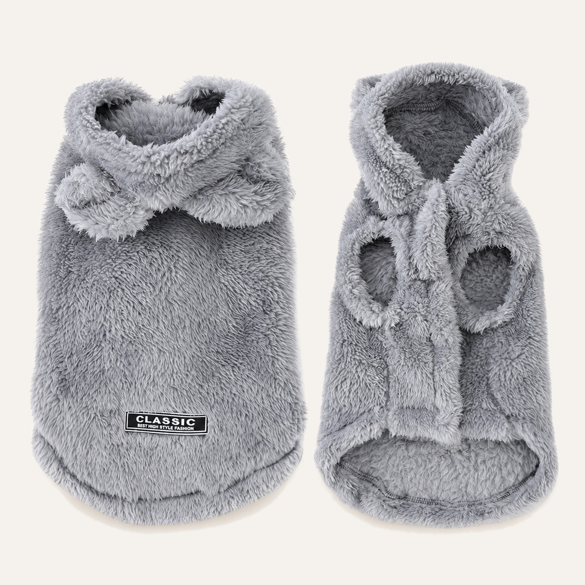 Plush Fleece Dog Hoodie – front view
