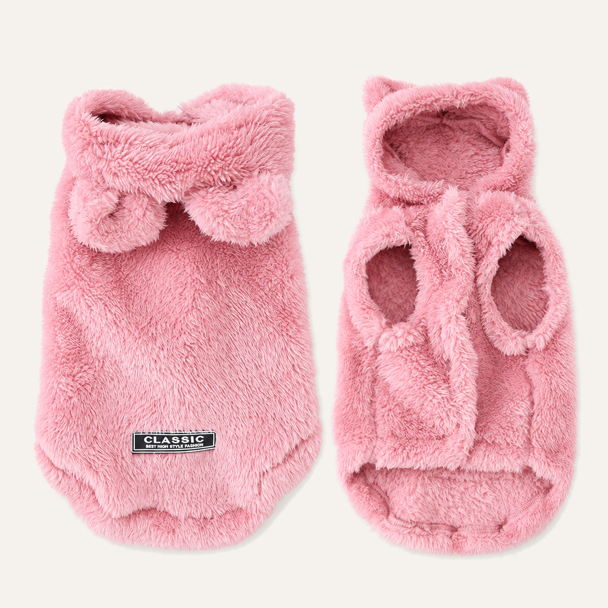 Plush Fleece Dog Hoodie in Pink