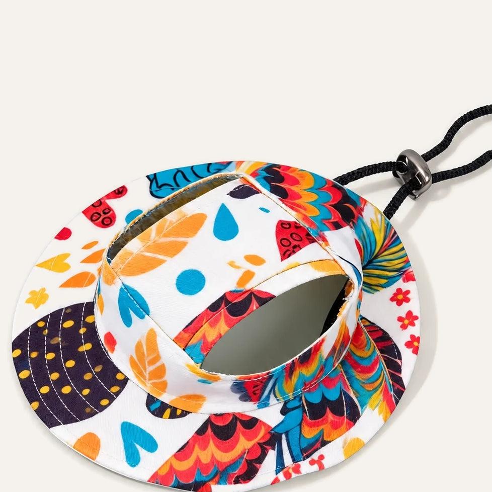 Adjustable Dog Sun Hat in Feather